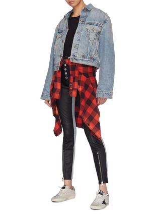 Figure View - Click To Enlarge - R13 - 'Holly Clean' wide sleeve cropped denim trucker jacket