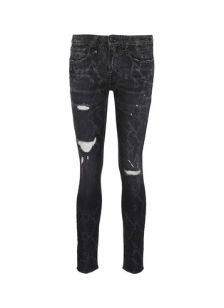 Main View - Click To Enlarge - R13 - 'Alison Skinny' ripped snakeskin print jeans
