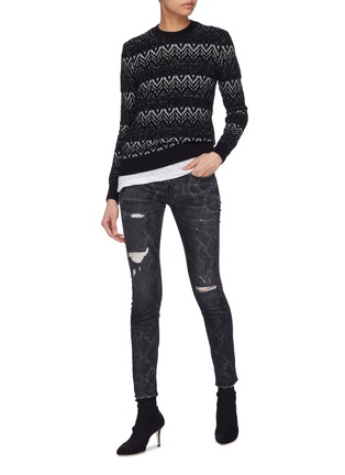 Figure View - Click To Enlarge - R13 - 'Alison Skinny' ripped snakeskin print jeans