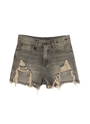 Main View - Click To Enlarge - R13 - 'Shredded Slouch' denim shorts
