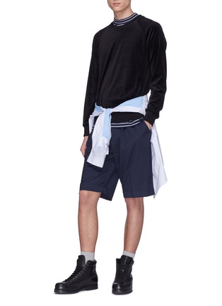 Figure View - Click To Enlarge - 3.1 PHILLIP LIM - Contrast waist virgin wool shorts