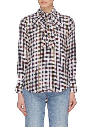 Main View - Click To Enlarge - EQUIPMENT - 'Luis' check plaid silk pussybow shirt