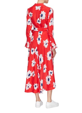 Back View - Click To Enlarge - EQUIPMENT - 'Gowin' belted floral print silk wrap dress