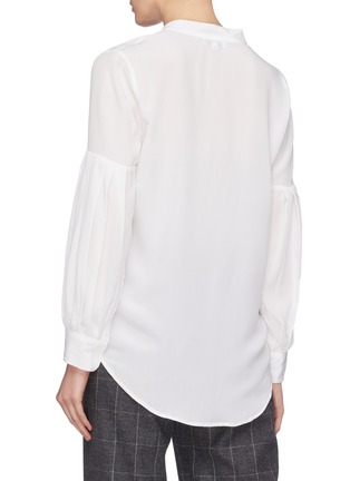 Back View - Click To Enlarge - EQUIPMENT - 'Estella' pleated sleeve silk crepe V-neck shirt
