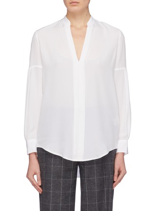 Main View - Click To Enlarge - EQUIPMENT - 'Estella' pleated sleeve silk crepe V-neck shirt