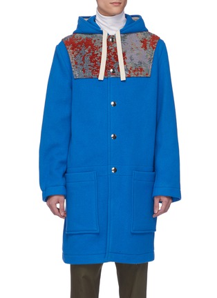 Main View - Click To Enlarge - ACNE STUDIOS - Abstract jacquard panel hooded melton coat