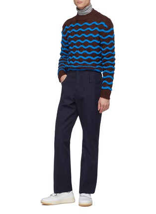 Figure View - Click To Enlarge - ACNE STUDIOS - Raw edge creased boot cut twill pants