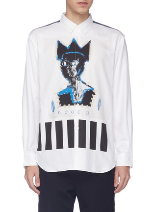 Main View - Click To Enlarge - COMME DES GARÇONS SHIRT - x Jean-Michel Basquiat flannel yoke graphic print shirt