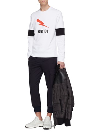 Figure View - Click To Enlarge - NEIL BARRETT - Thunderbolt slogan print colourblock sleeve sweatshirt