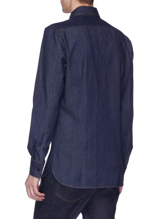 Back View - Click To Enlarge - NEIL BARRETT - Denim shirt with tie