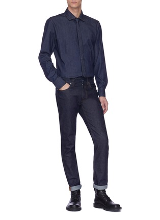 Figure View - Click To Enlarge - NEIL BARRETT - Denim shirt with tie