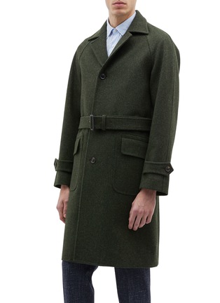Front View - Click To Enlarge - RING JACKET - Belted melton raglan trench coat