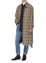 Figure View - Click To Enlarge - WOOYOUNGMI - Belted tartan plaid melton coat