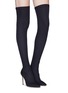 Figure View - Click To Enlarge - GIANVITO ROSSI - Mesh overlay sock knit thigh high boots