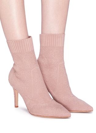 Figure View - Click To Enlarge - GIANVITO ROSSI - 'Fiona' bouclé knit sock ankle boots