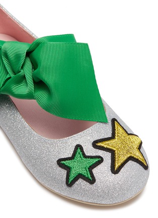 Detail View - Click To Enlarge - WINK - 'Ice Cream' ribbon bow glitter toddler ballet flats
