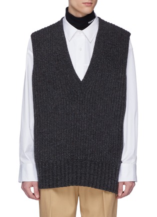 Main View - Click To Enlarge - CALVIN KLEIN 205W39NYC - Zip outseam oversized lamb wool rib knit vest