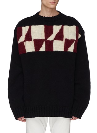 Main View - Click To Enlarge - CALVIN KLEIN 205W39NYC - Geometric intarsia virgin wool-mohair sweater