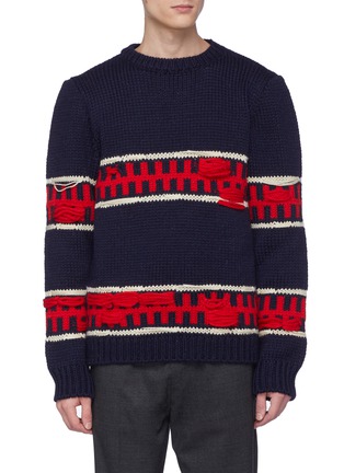 Main View - Click To Enlarge - CALVIN KLEIN 205W39NYC - Geometric intarsia wool-mohair sweater