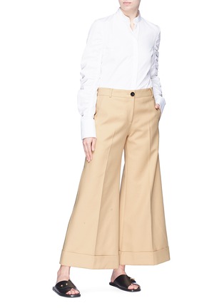 Figure View - Click To Enlarge - ALEXANDER WHITE - 'The Carine' twill flared wide leg pants