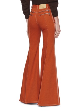 Back View - Click To Enlarge - CHLOÉ - Zip contrast topstitching flared jeans