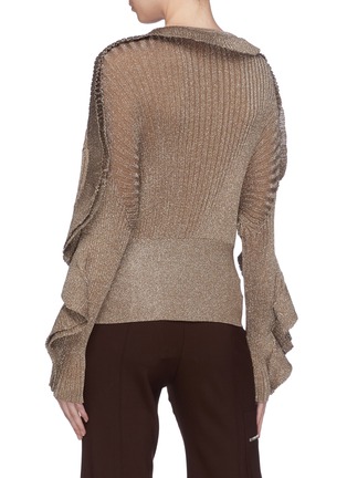 Back View - Click To Enlarge - CHLOÉ - Ruffle sleeve lurex knit sweater