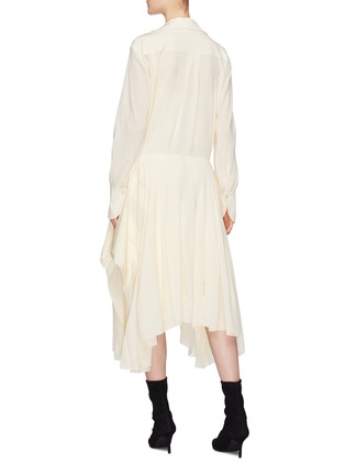 Back View - Click To Enlarge - CHLOÉ - Pleated drape silk crepe shirt dress