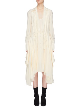 Main View - Click To Enlarge - CHLOÉ - Pleated drape silk crepe shirt dress