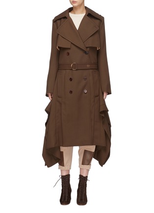 Main View - Click To Enlarge - CHLOÉ - Belted drape outseam virgin wool twill trench coat