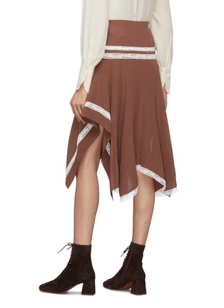 Back View - Click To Enlarge - CHLOÉ - Lace trim crepe handkerchief skirt