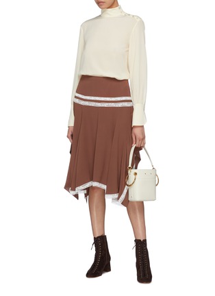 Figure View - Click To Enlarge - CHLOÉ - Lace trim crepe handkerchief skirt