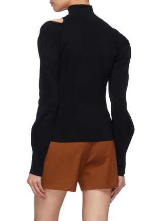 Back View - Click To Enlarge - CHLOÉ - Puff sleeve slit shoulder wool blend turtleneck sweater