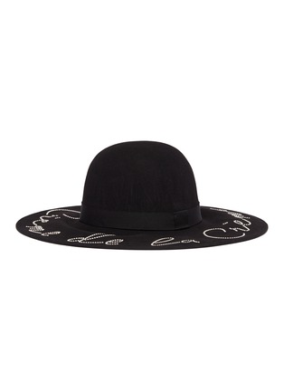 Figure View - Click To Enlarge - EUGENIA KIM - 'Honey' faux pearl slogan fedora hat