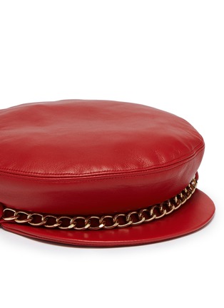 Detail View - Click To Enlarge - EUGENIA KIM - 'Marina' curb chain leather newsboy cap