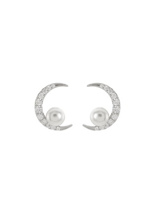 Main View - Click To Enlarge - CZ BY KENNETH JAY LANE - Cubic zirconia crescent glass pearl earrings