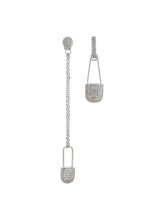 Main View - Click To Enlarge - CZ BY KENNETH JAY LANE - Cubic zirconia mismatched safety pin drop earrings