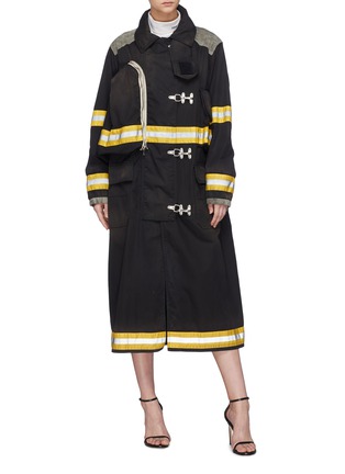 Figure View - Click To Enlarge - CALVIN KLEIN 205W39NYC - 'Firefighter' detachable logo patch stripe twill coat