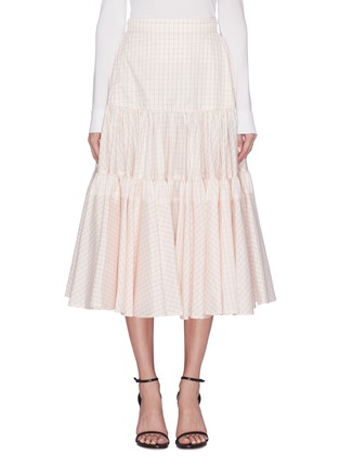 Main View - Click To Enlarge - CALVIN KLEIN 205W39NYC - Windowpane check ruffle tiered skirt