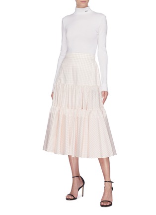 Figure View - Click To Enlarge - CALVIN KLEIN 205W39NYC - Windowpane check ruffle tiered skirt