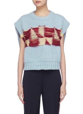 Main View - Click To Enlarge - CALVIN KLEIN 205W39NYC - Patchwork cap sleeve lambswool sweater