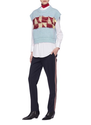 Figure View - Click To Enlarge - CALVIN KLEIN 205W39NYC - Patchwork cap sleeve lambswool sweater