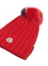 Detail View - Click To Enlarge - MONCLER - Fox fur pompom virgin wool knit beanie