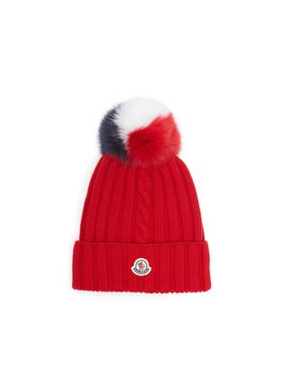 Main View - Click To Enlarge - MONCLER - Fox fur pompom virgin wool knit beanie