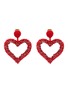 Main View - Click To Enlarge - OSCAR DE LA RENTA - Glass crystal beaded heart drop clip earrings