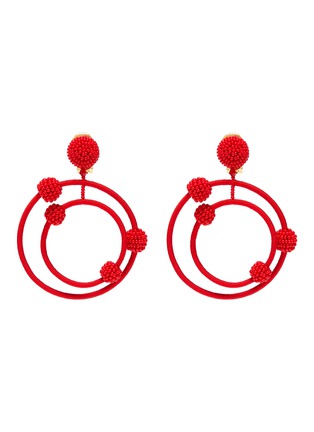Main View - Click To Enlarge - OSCAR DE LA RENTA - 'Orbit' beaded threaded hoop drop clip earrings