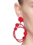 Figure View - Click To Enlarge - OSCAR DE LA RENTA - 'Orbit' beaded threaded hoop drop clip earrings