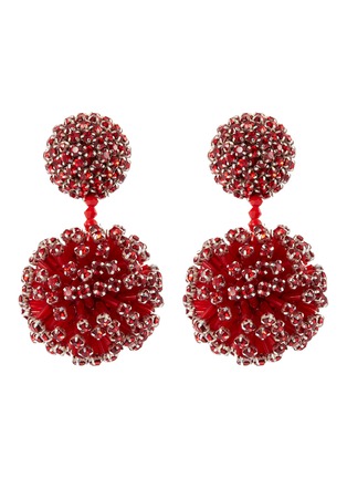 Main View - Click To Enlarge - OSCAR DE LA RENTA - Beaded ball drop glass crystal clip earrings