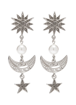 Main View - Click To Enlarge - OSCAR DE LA RENTA - Glass crystal faux pearl moon and star clip earrings