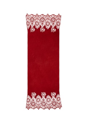 Main View - Click To Enlarge - VALENTINO GARAVANI - Valentino Garavani Chantilly lace trim plissé pleated cashmere-wool scarf