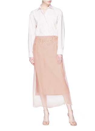 Figure View - Click To Enlarge - DRIES VAN NOTEN - 'Sagax' glass crystal embellished organdy overlay skirt